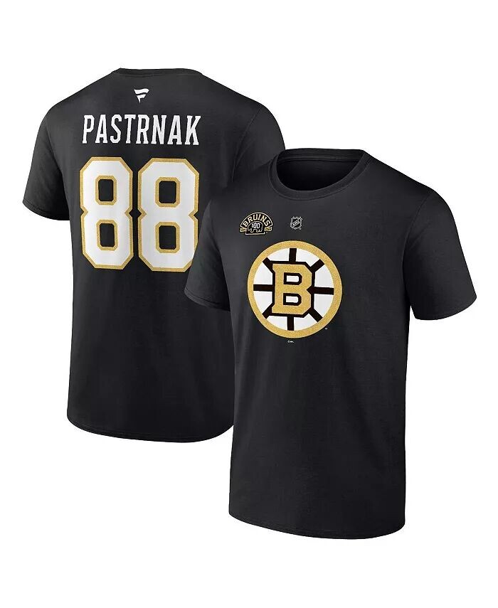 

Мужская черная футболка с надписью «Boston Bruins» David Pastrnak с аутентичным именем и номером Fanatics