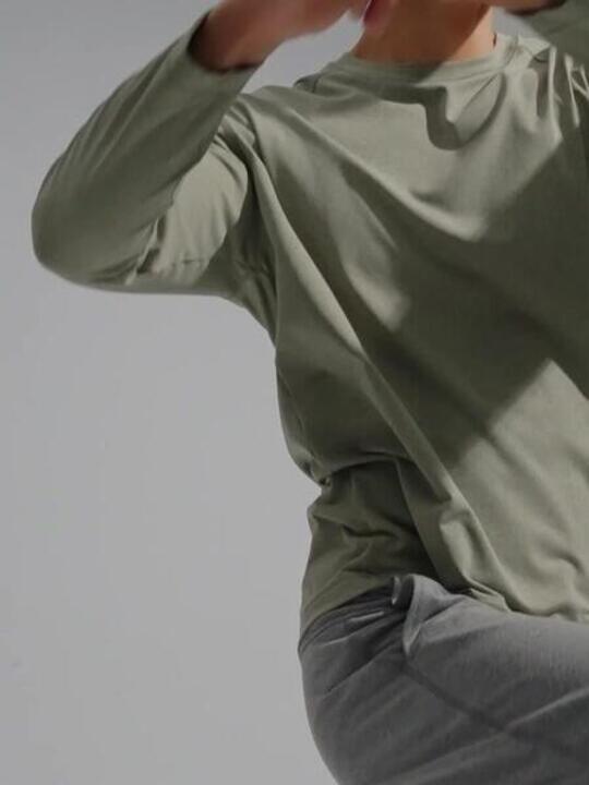 

Мужская мягкая тренировочная футболка с длинным рукавом Domyos - серо-зелёный