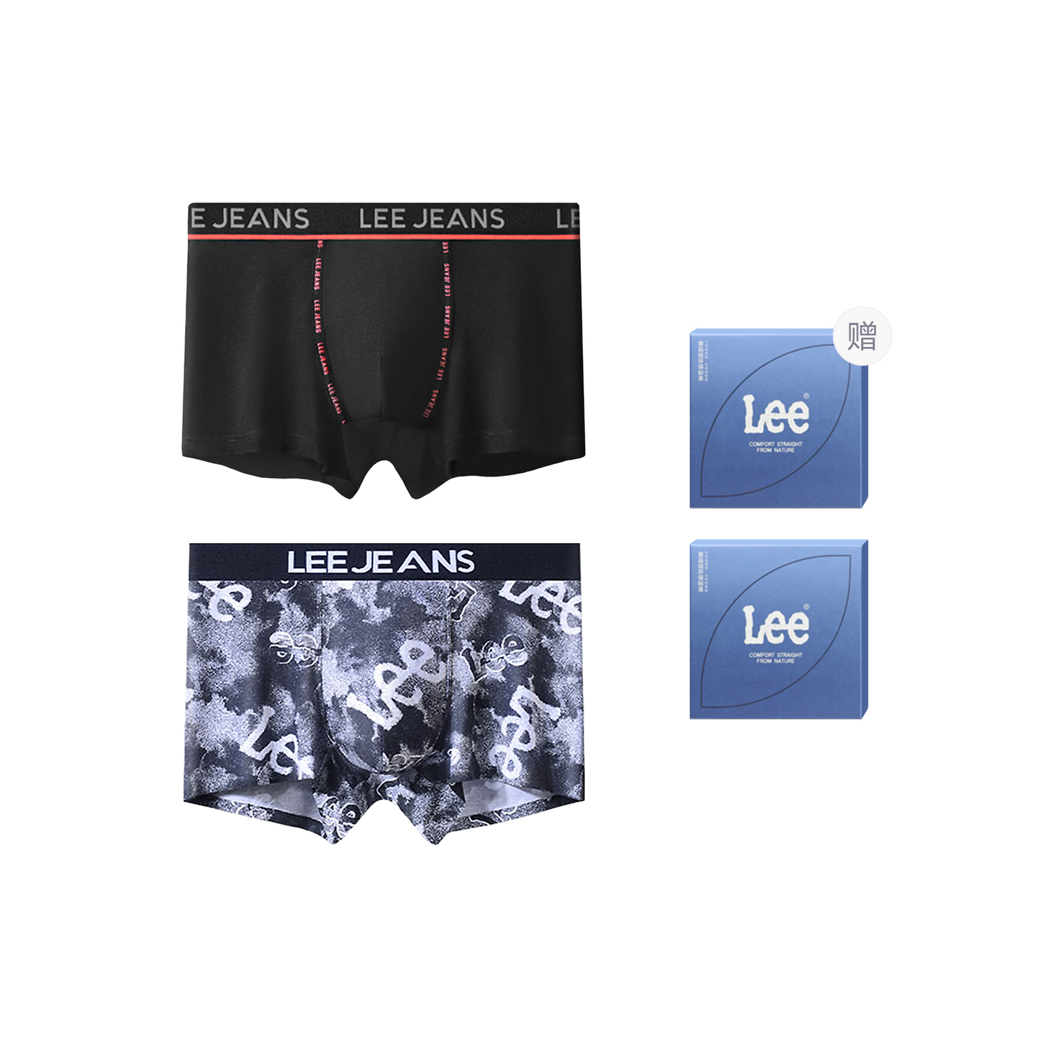 

Бокс мужских трусов в подарок, 2 полоски Lee, черный