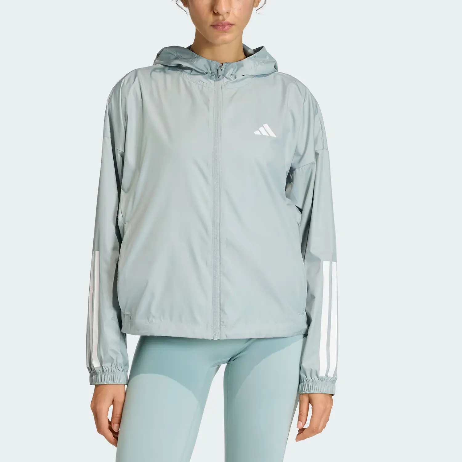 Куртка ветровка Hyperglam WINDBREAKER женская Adidas, wonder светло-серый зеленый/белый — фото 3