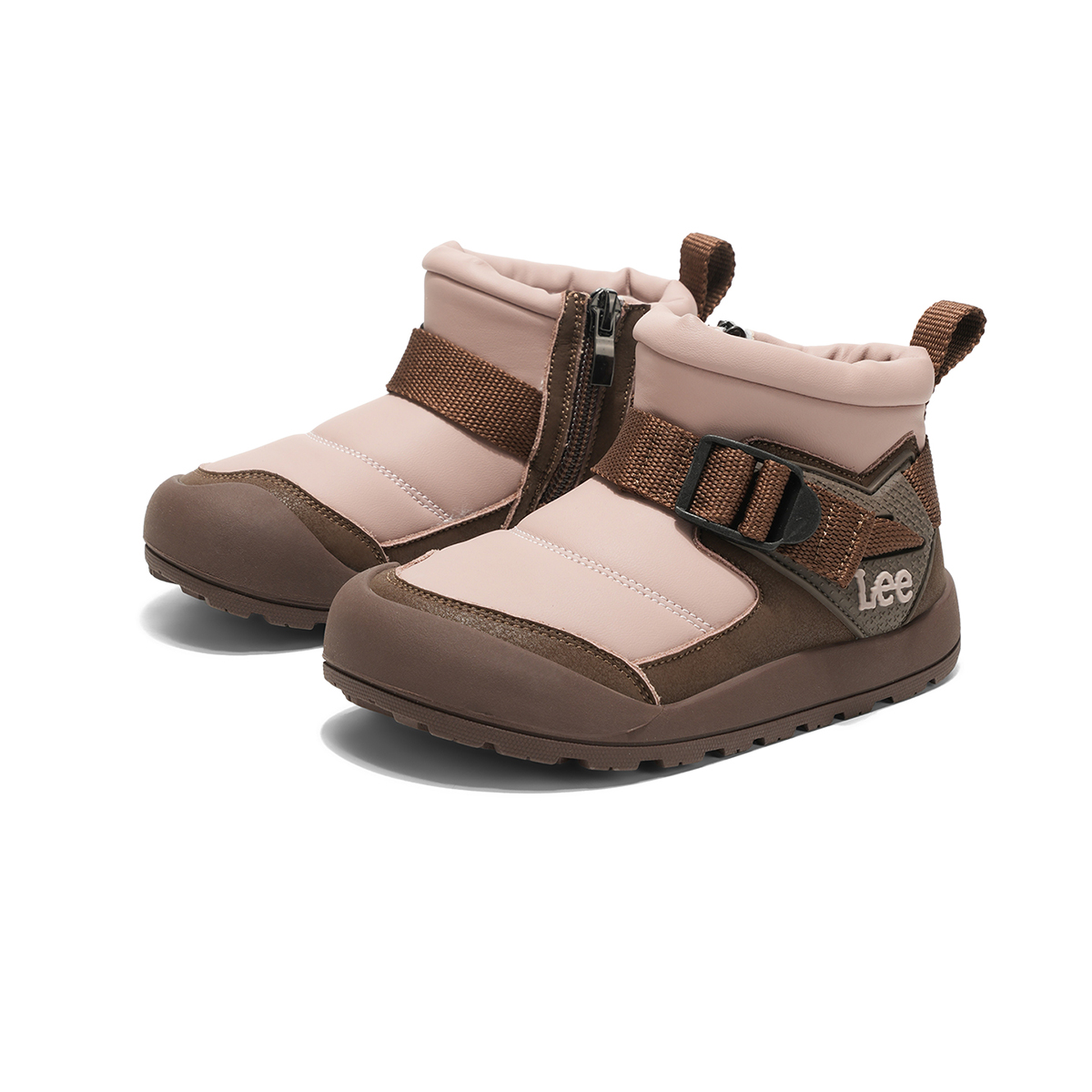 Высокие детские зимние ботинки Pink Kids' Lee, коричневый/розовый — фото 2