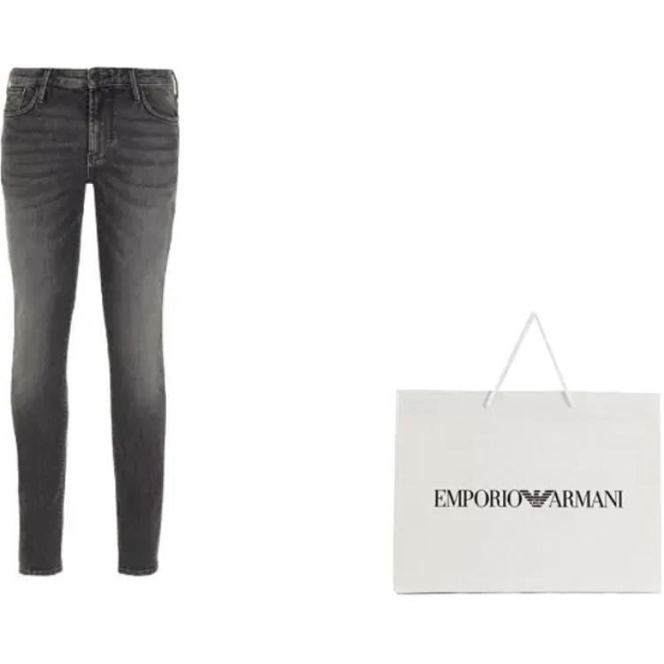

Джинсы J06 заниженные с логотипом-нашивкой облегающие EMPORIO ARMANI, серые