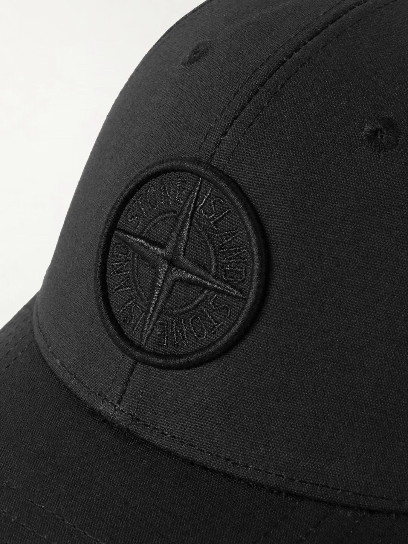 

Бейсболка из хлопчатобумажной ткани с вышитым логотипом STONE ISLAND, черный