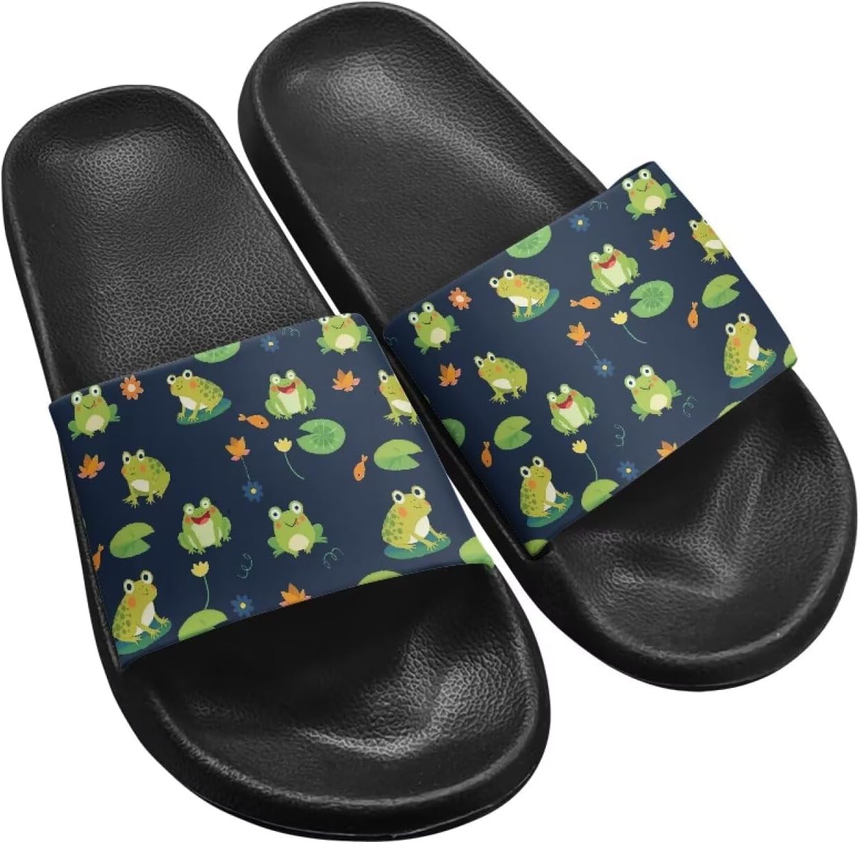 

Тапочки Hechitok для женщин и мужчин, шлепанцы для душа и дома, удобные и мягкие плоские сандалии из ЭВА, Frog Lotus Leaf