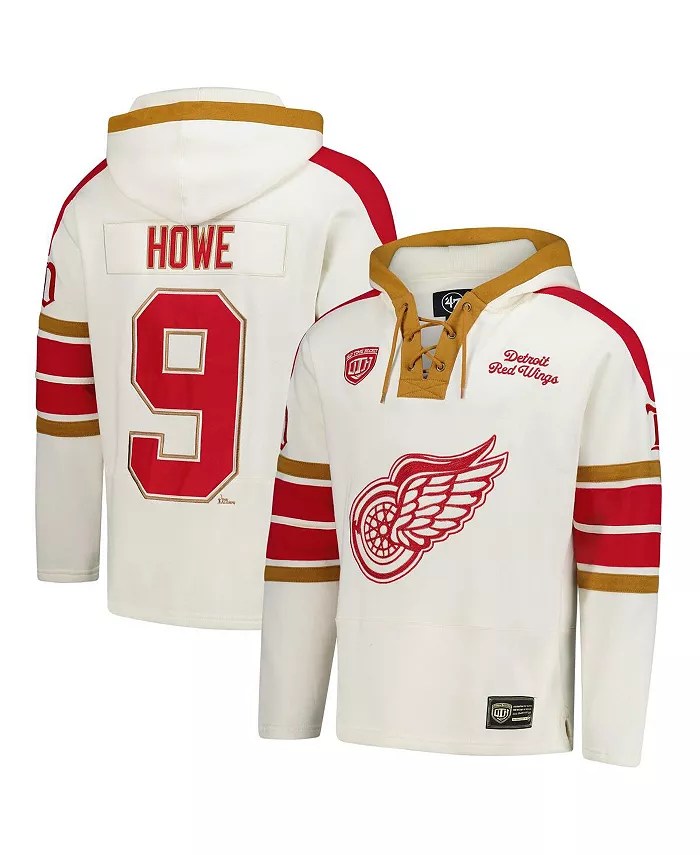 

Мужская толстовка с капюшоном Gordie Howe Cream Detroit Red Wings Blue Line Heritage Name Number на шнуровке '47 Brand