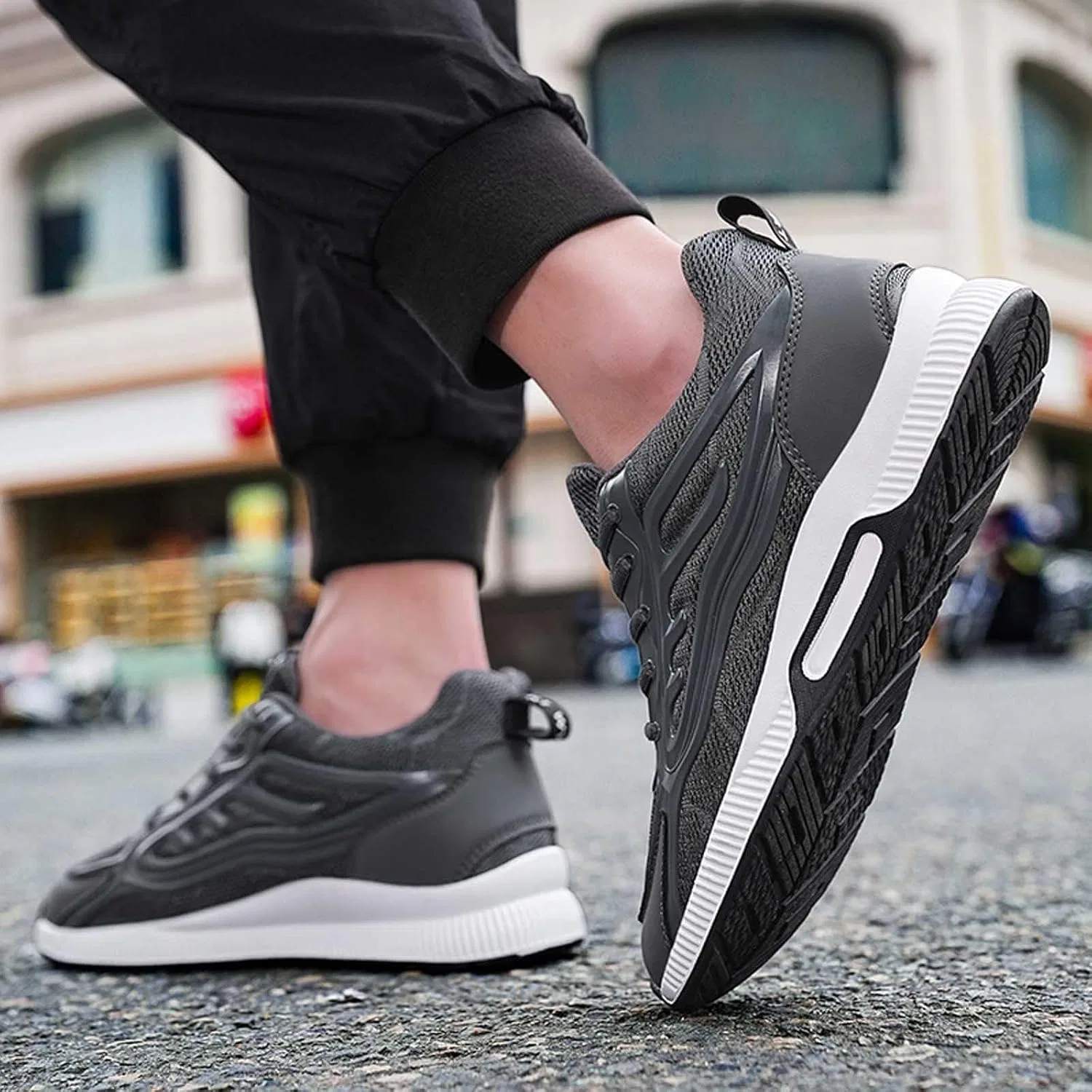 Кроссовки 2026 Schuhe Herren Modische, einfarbige Mesh-Sneaker zum Schnren fr Paare Männer Frauen mit der gleichen Art von Laufschuhen Generic, Grau — фото 3