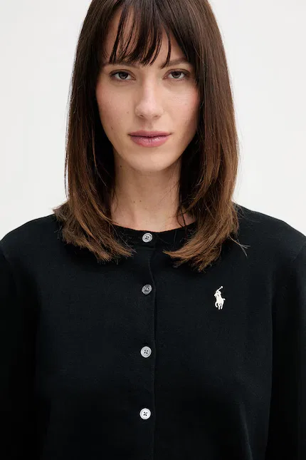 Кардиган женский с бавовной модель Rozpinane Polo Ralph Lauren, черный — фото 4