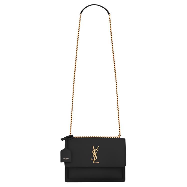 

SAINT LAURENT Гладкая кожаная сумка кроссбоди через плечо женская черная