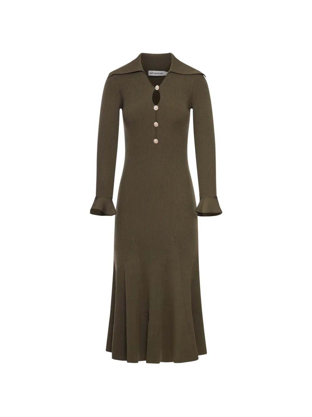 

Платье миди с крупным воротником на пуговицах Self-Portrait, зеленый