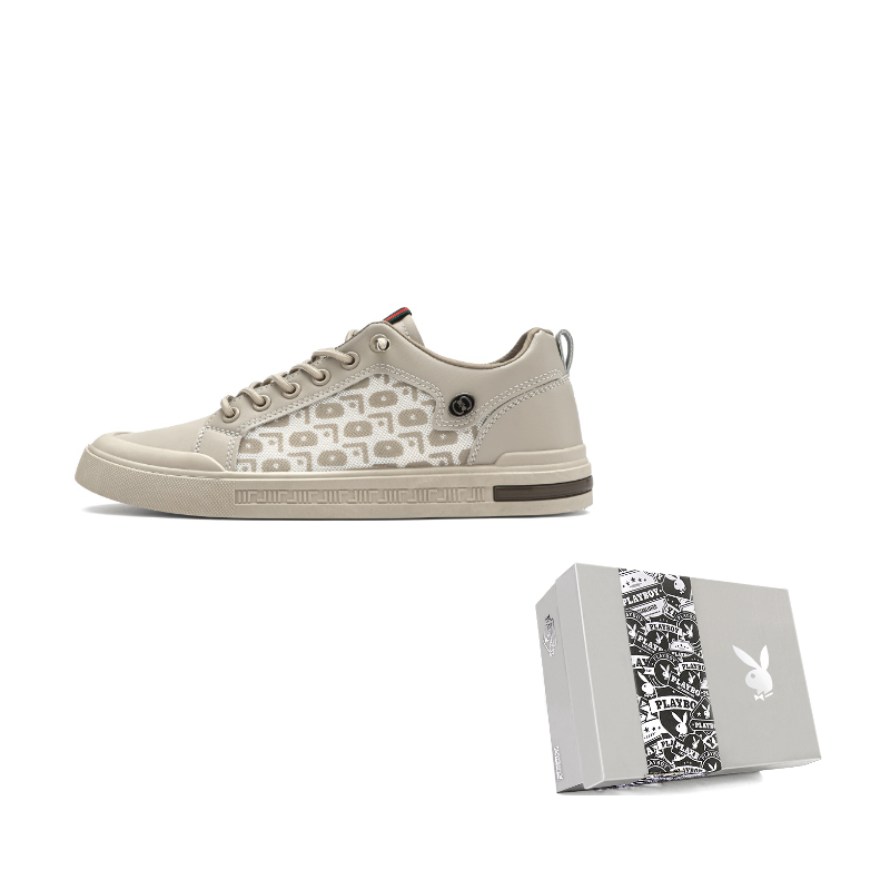 

Низкие кроссовки для скейтбординга мужские box Playboy, Beige[Summer Breathable]