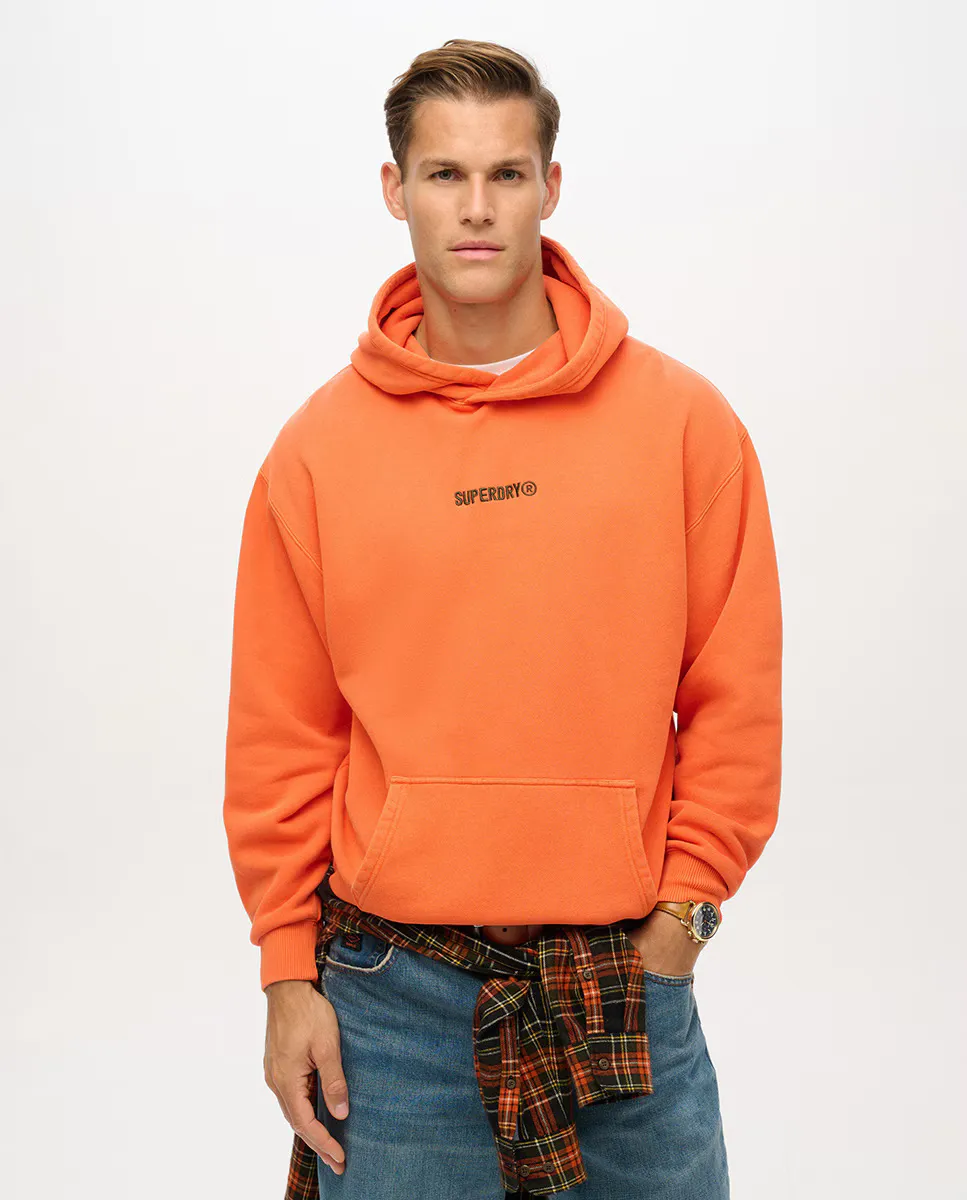 

Свободная толстовка с капюшоном и принтом микрологотипа Superdry, оранжевый
