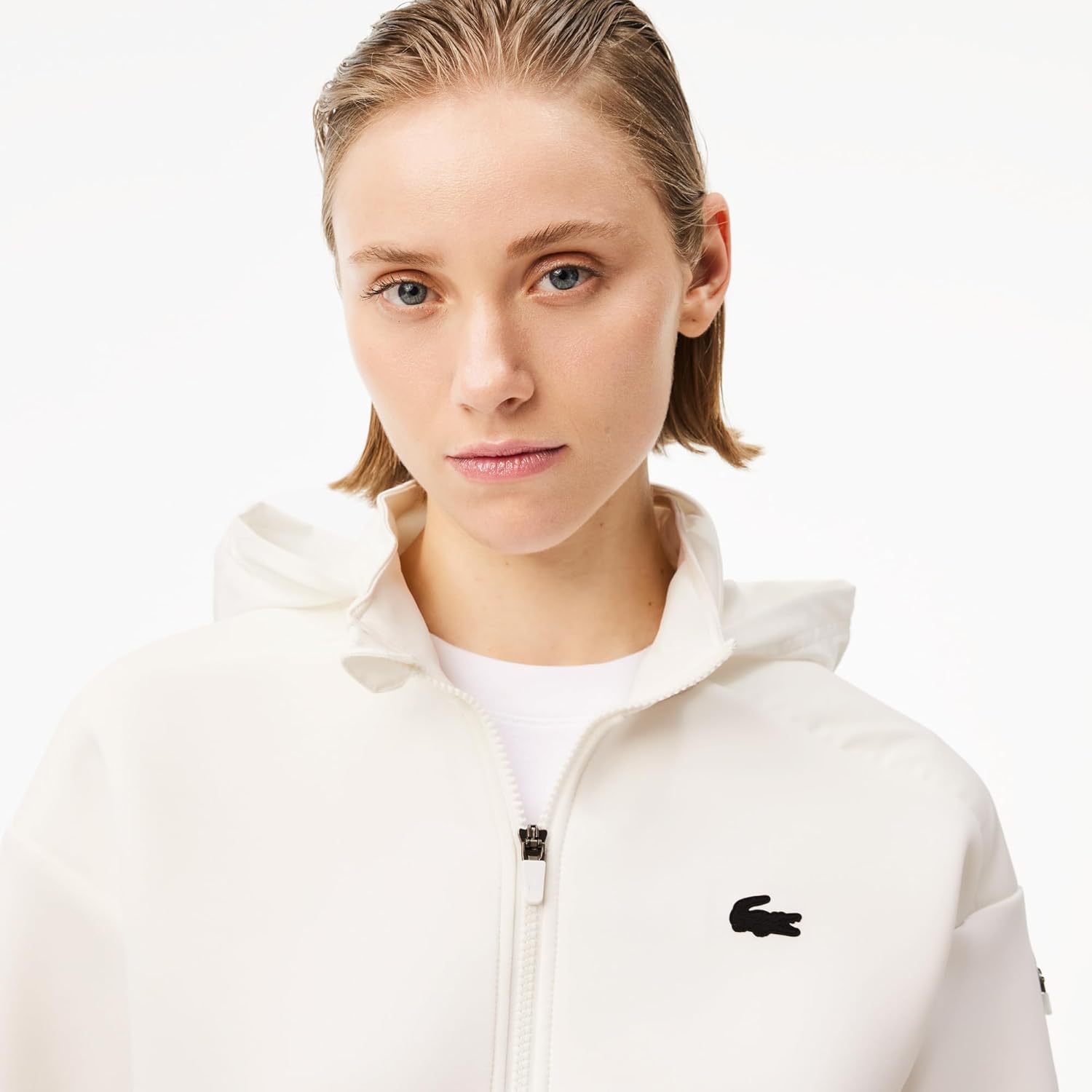 Толстовка спортивная женская Lacoste Sport Removable Sport Hoodie, Flour — фото 3