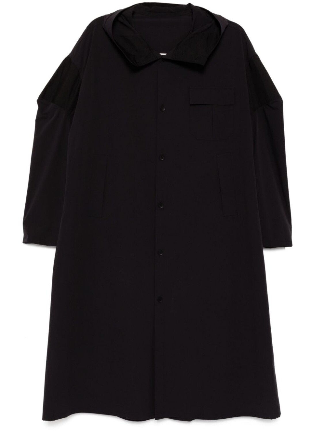 

Однобортное шерстяное пальто Yohji Yamamoto, черный