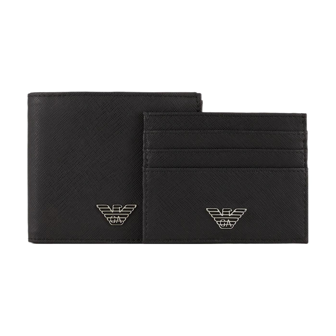 

EMPORIO ARMANI Держатель для карт из полиамидной кожи, обычный мужской, черный