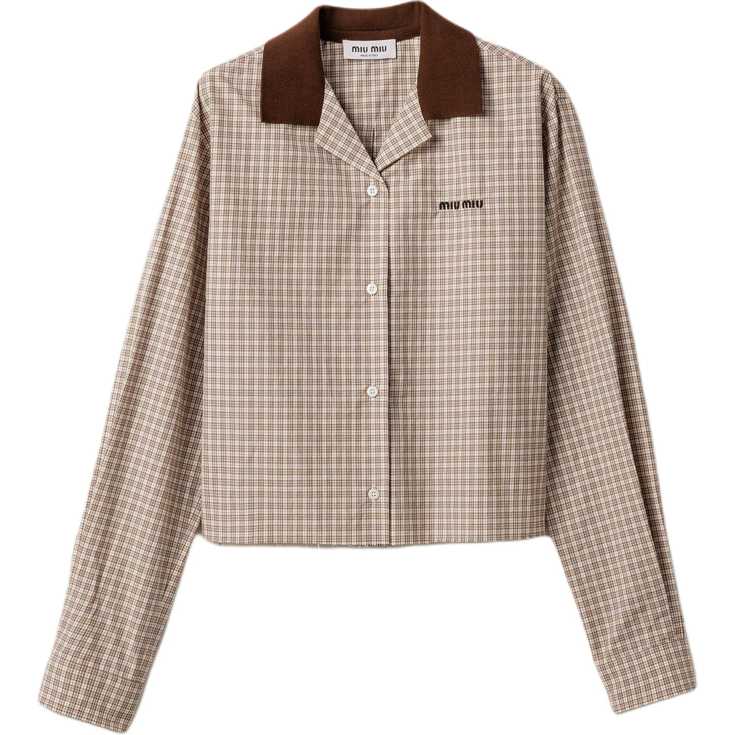 

Клетчатая рубашка MIU MIU, бежевый