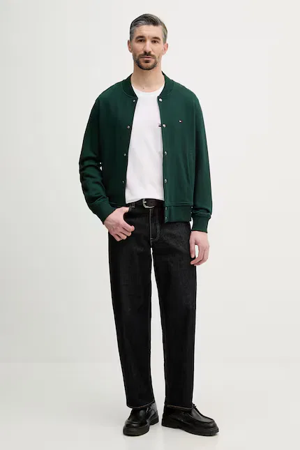 Куртка мужская короткая модель бомбер Tommy Hilfiger, зеленый — фото 2