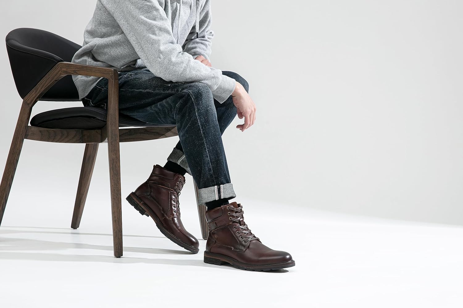 Мужские повседневные ботинки Jousen Chukka из кожи для делового стиля, красный — фото 2