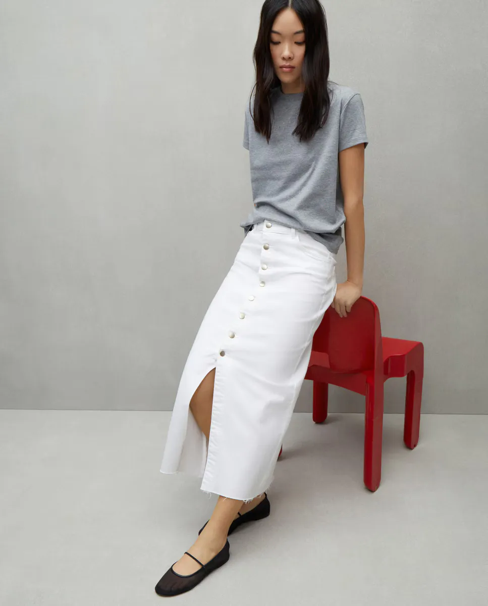 

Длинная джинсовая юбка на пуговицах Easy Wear, белый