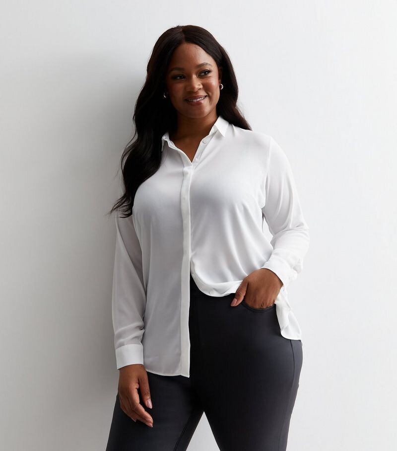 

Белая рубашка с длинным рукавом Curves Off New Look, белый