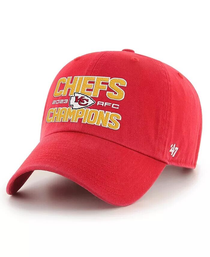 

Мужская красная регулируемая кепка Kansas City Chiefs 2023 AFC Champions Clean Up '47 Brand, красный