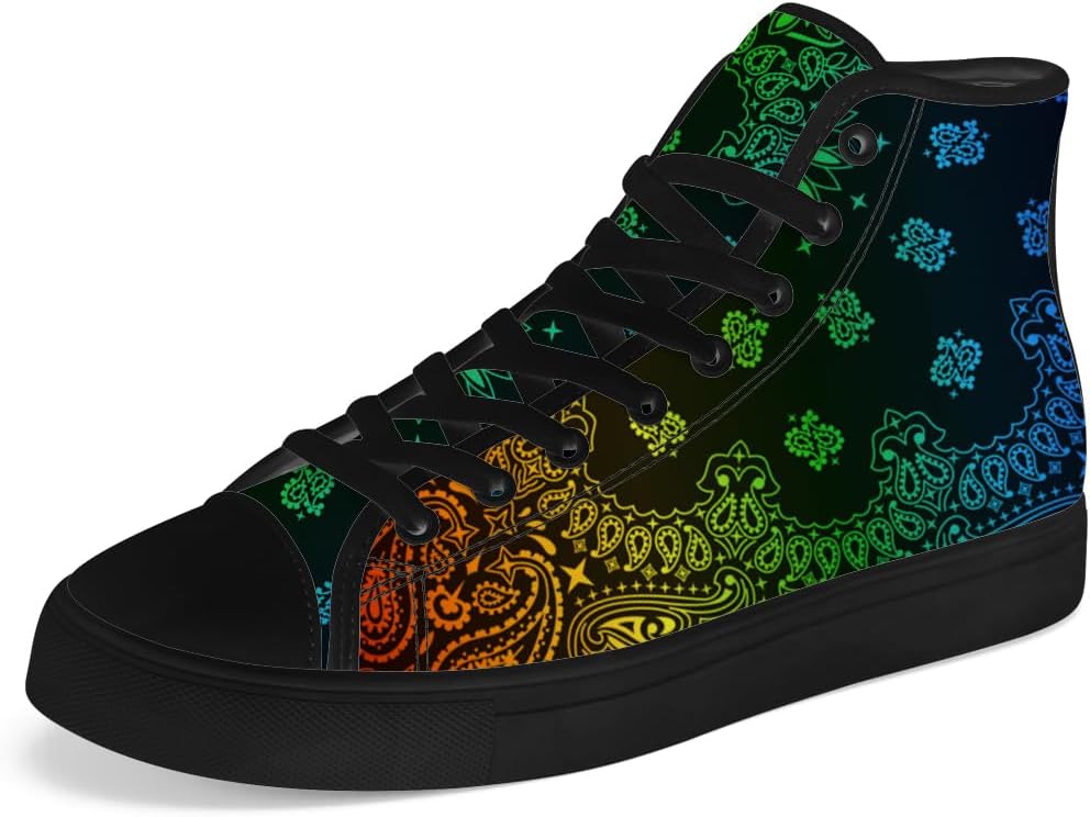 

Кеды на высокой подошве Paisley для мужчин и женщин с банданой, высокие кроссовки на шнуровке, повседневная обувь Chebing, 605 Rainbow