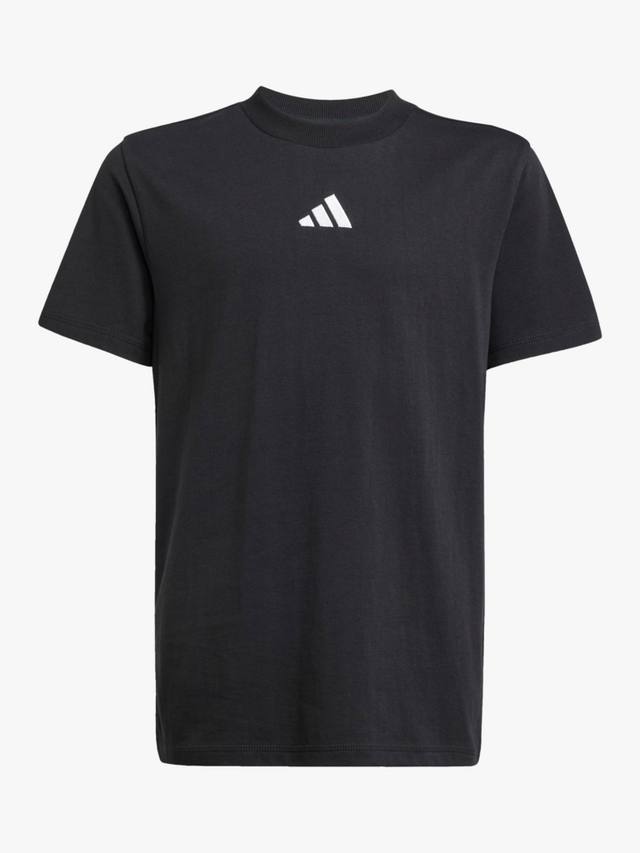 Детская хлопковая футболка Essentials adidas, Black/White — фото 4
