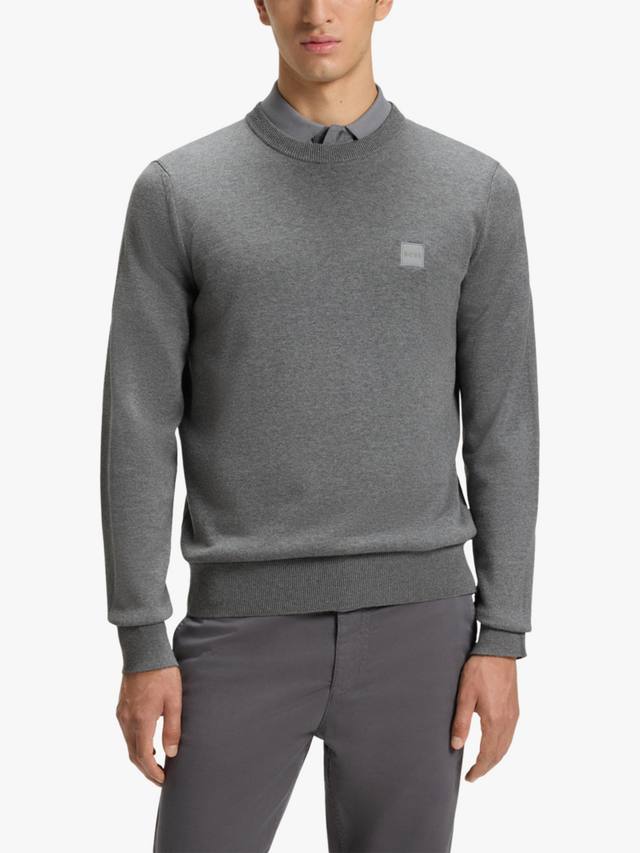 

BOSS Kanovano джемпер с круглым вырезом из хлопка и кашемира HUGO BOSS, Silver