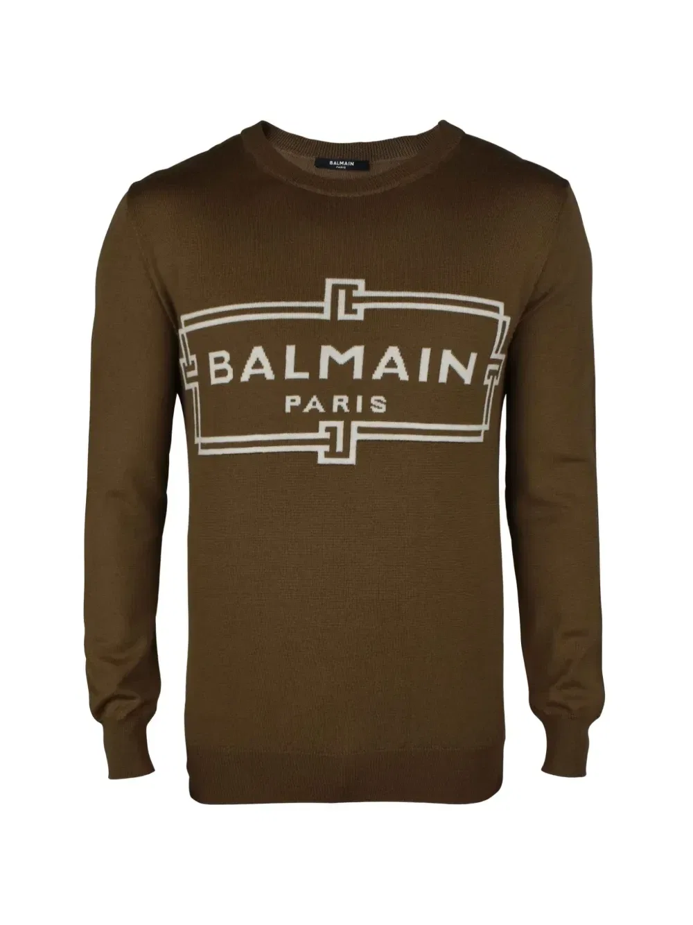 Свитер с длинными рукавами и логотипом Balmain, коричневый
