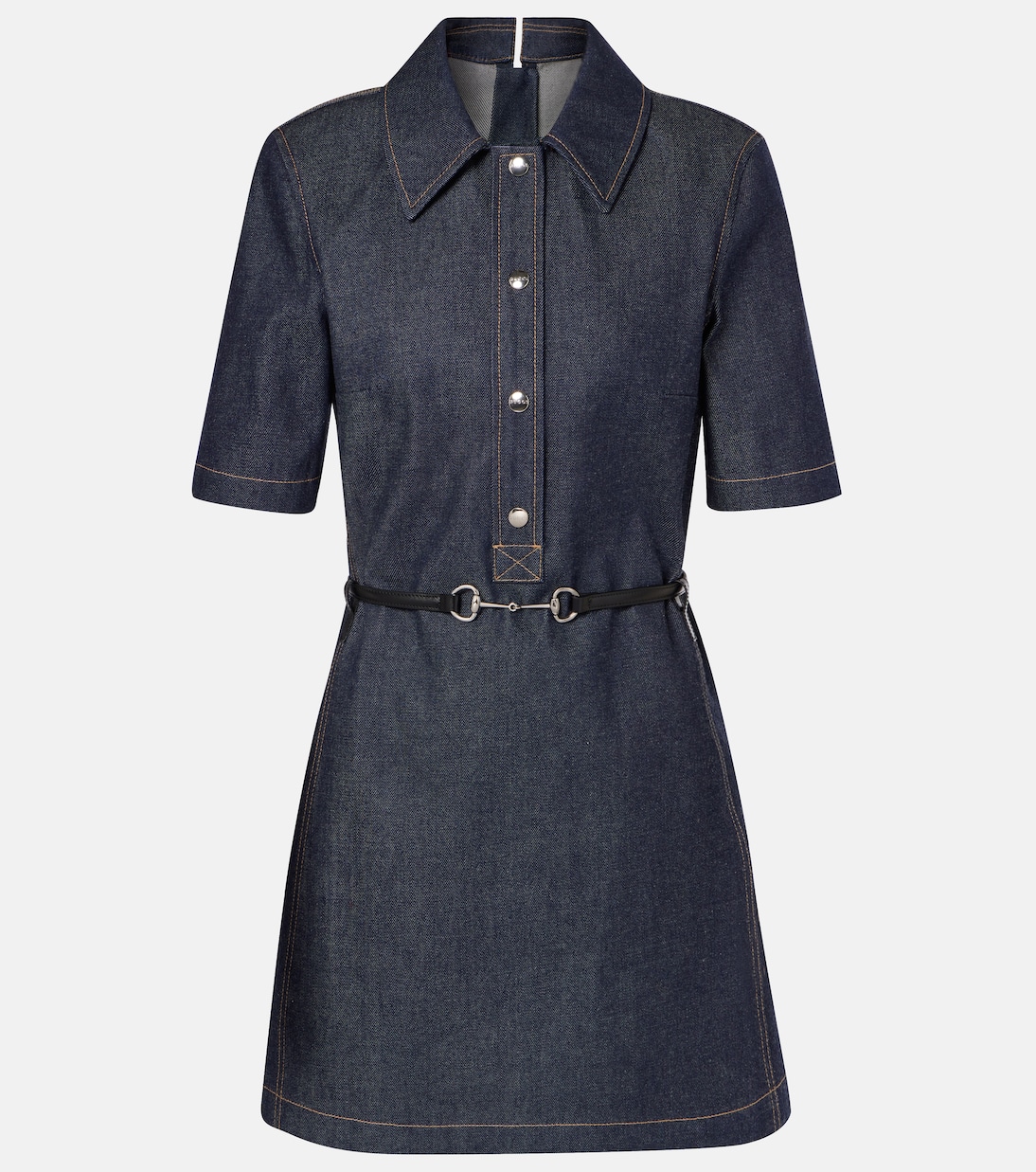 

Джинсовое мини-платье с поясом Horsebit Gucci, Dark Blue