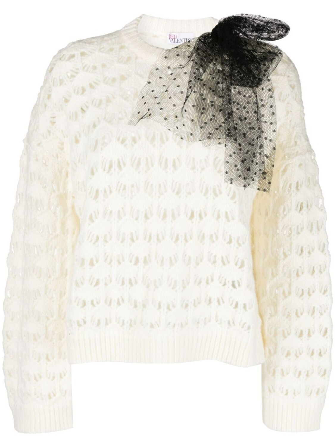 

RED Valentino джемпер рыхлой вязки с бантом, белый