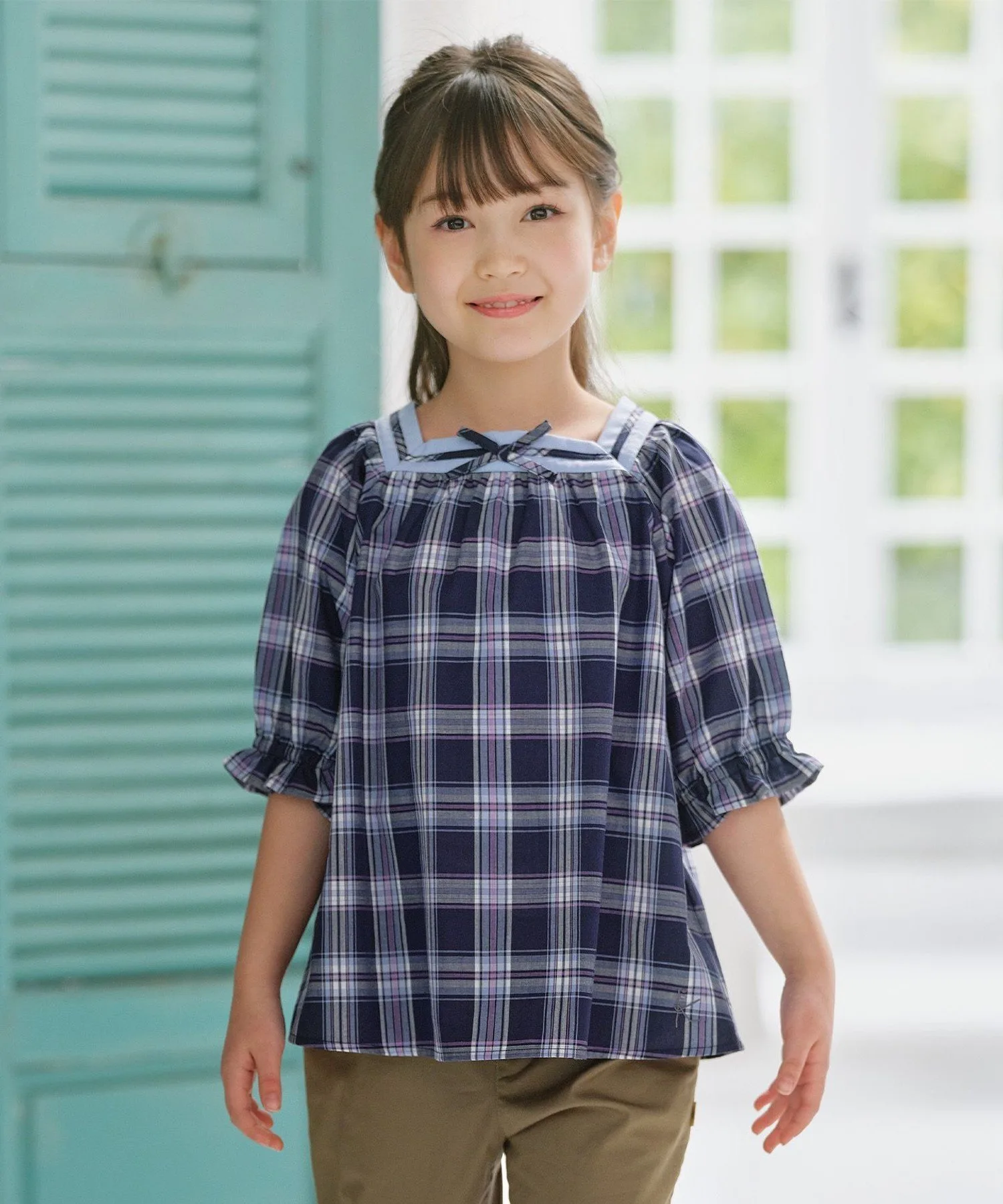 [150-160 см] Блузка в клетку Printemps Kids Suite, Navy [575]