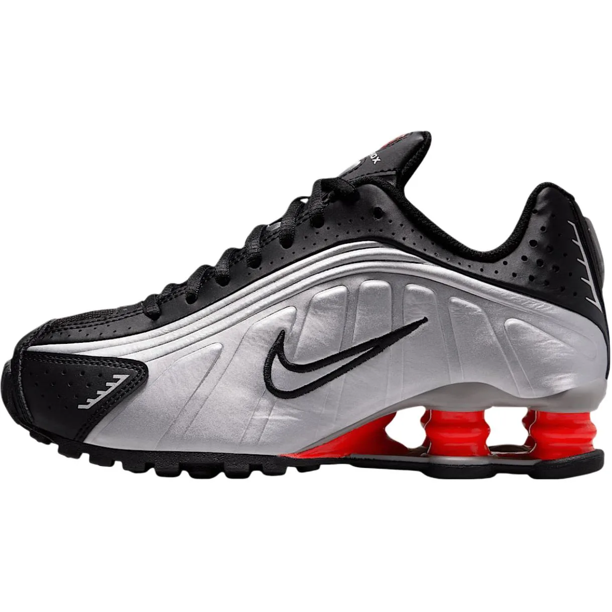 Shox R4 мягкие и удобные с противоскользящей и износостойкой подошвой low top Nike, черный серебро