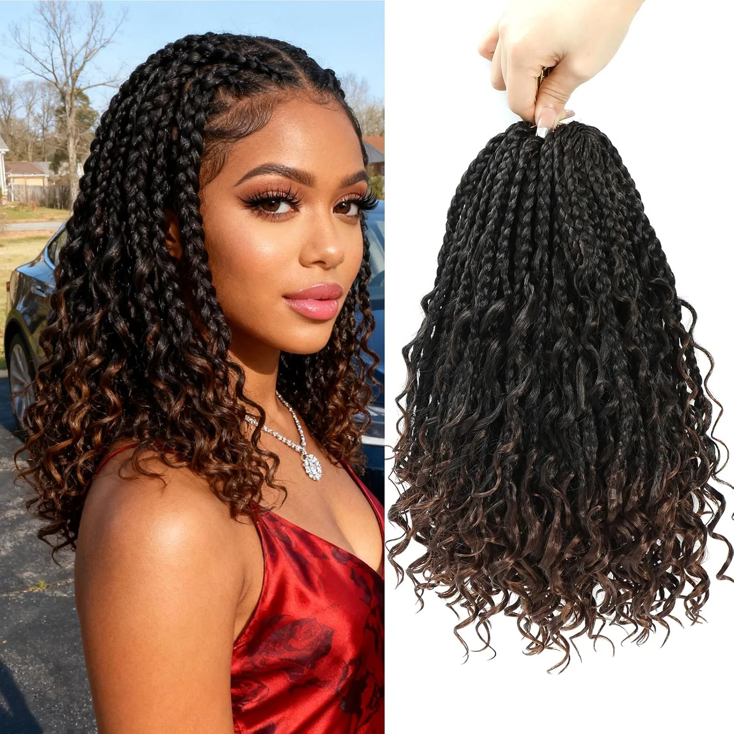 Набор для плетения волос «Bob Crochet Braids» с кудрявыми концами Firstcyh Hair, Black