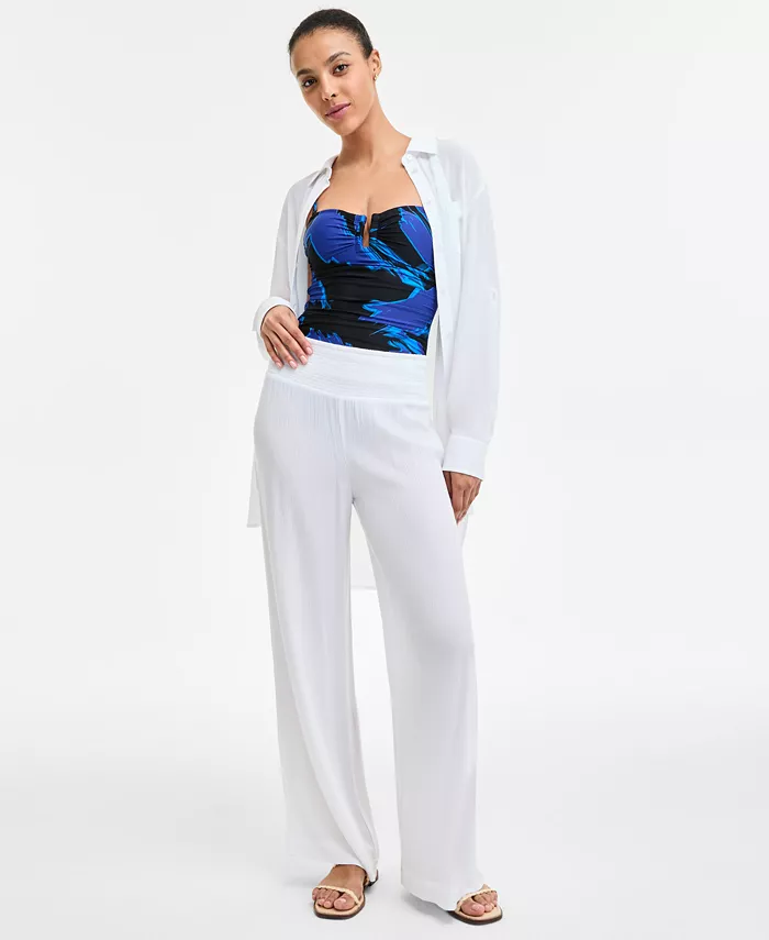 

Женские брюки на резинке со сборкой на талии DKNY, белый