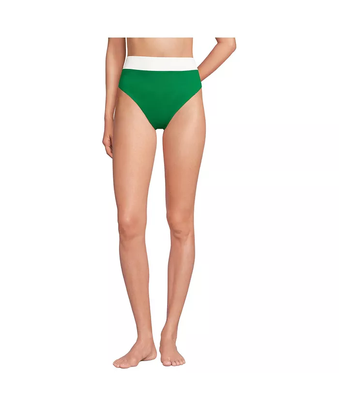 

Женские двусторонние плавки-бикини с ультравысокой посадкой и высокой талией Lands' End, зеленый