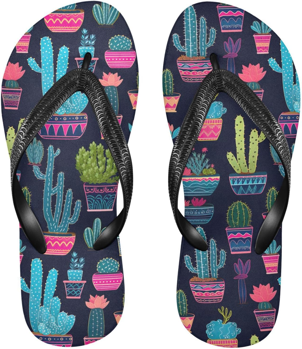 

Женские и мужские шлепанцы SPRIPORT Black Cactus Slim с тонкой подошвой, удобные повседневные сандалии-сланцы с амортизирующей подошвой и нескользящей резиновой подошвой для прогулок на улице, пляжа и лета, Multicoloured