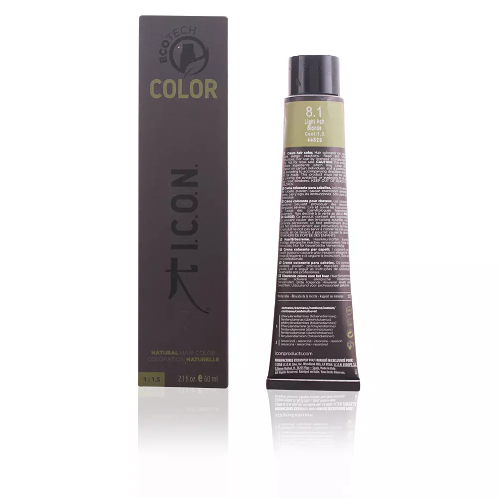 

Краска для волос Ecotech color natural color I.C.O.N., цвет 8.1 light ash blonde, 60 мл.