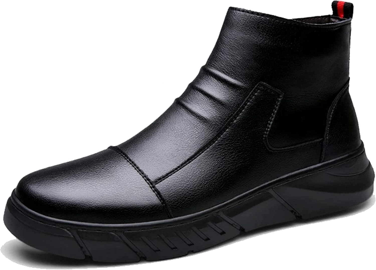 

Осенне-зимние мужские ботинки Yiozoi с высокой щиколоткой, для работы и прогулок на улице, с боковой молнией, износостойкие, теплые кожаные ботинки, черный