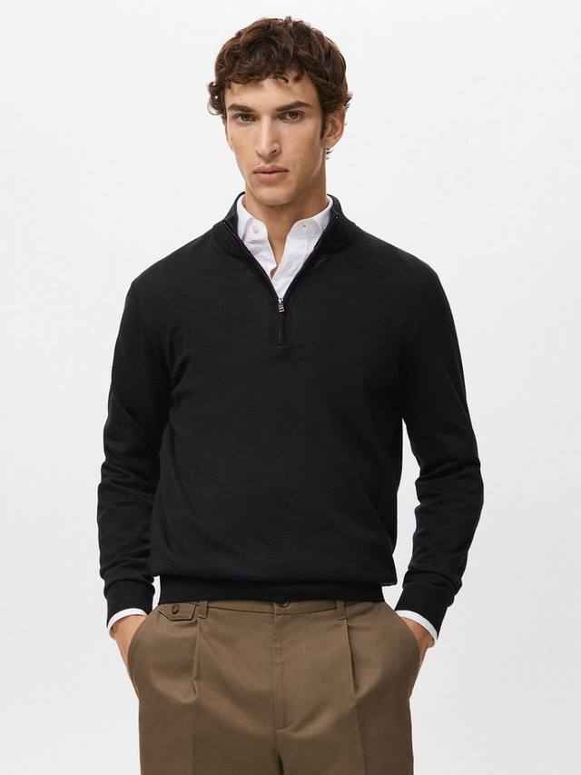 

Свитер Willy Wool с застежкой-молнией Mango, Black