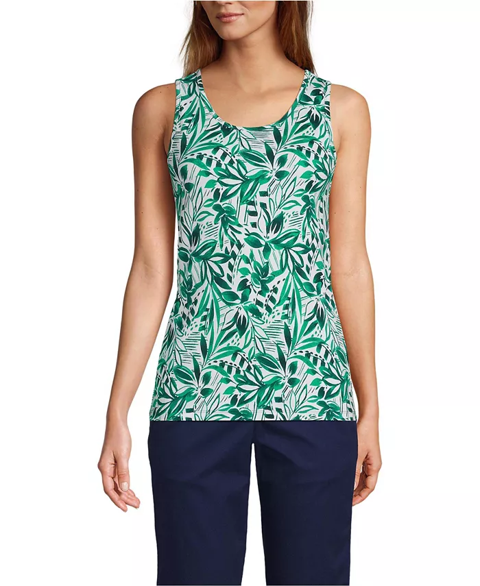 

Женская укороченная хлопковая майка Lands' End, зеленый