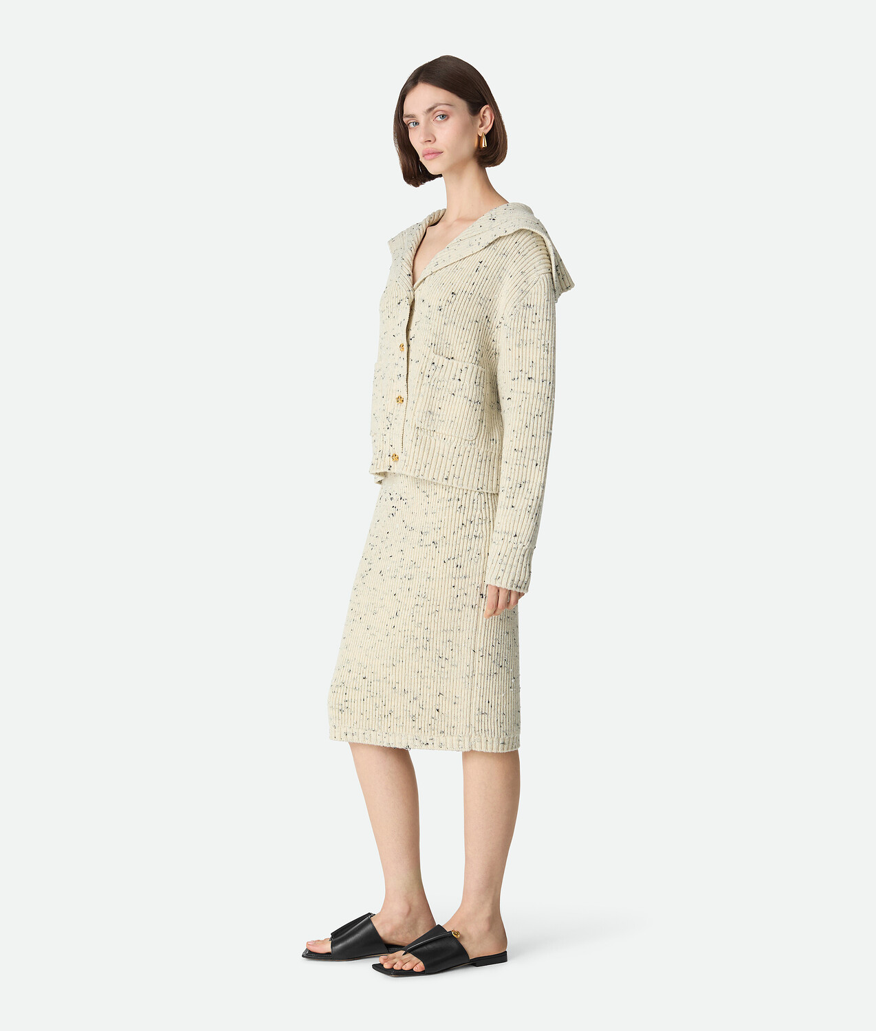 Wool english rib skirt BOTTEGA VENETA, голубь — фото 2