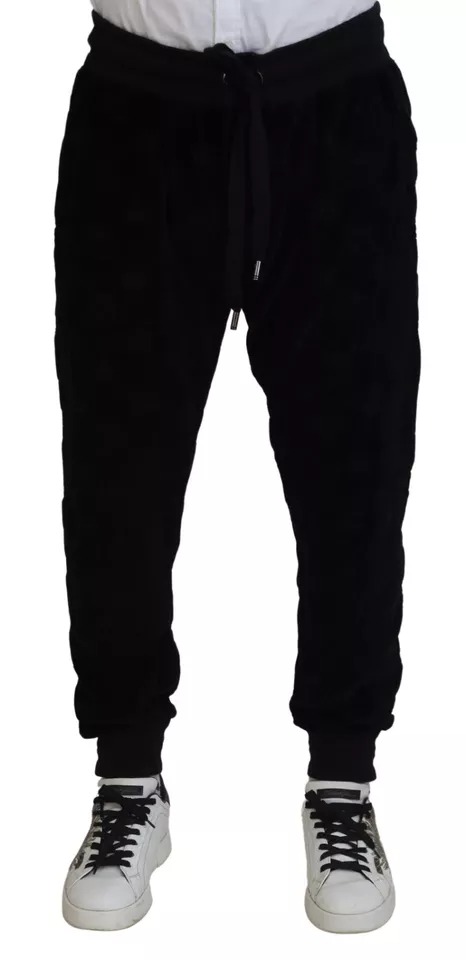 

Черные хлопковые обтягивающие спортивные штаны Jogger Dolce & Gabbana