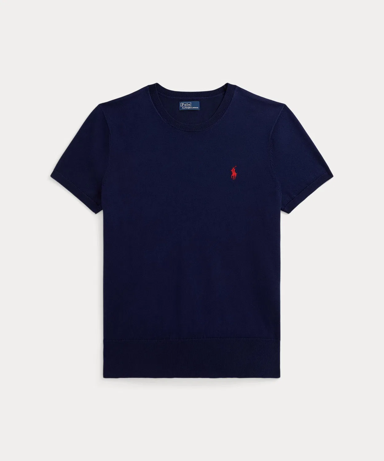 Свитер с круглым вырезом и коротким рукавом Ralph Lauren, хлопковая смесь, синий