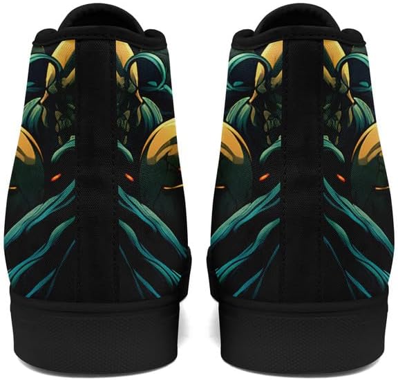 Крутые индивидуальные кроссовки Skull High Tops из холщовой ткани для мужчин и женщин, классические с шнуровкой, готический стиль, повседневные холщовые кроссовки Coolcustomize, Color18 — фото 4