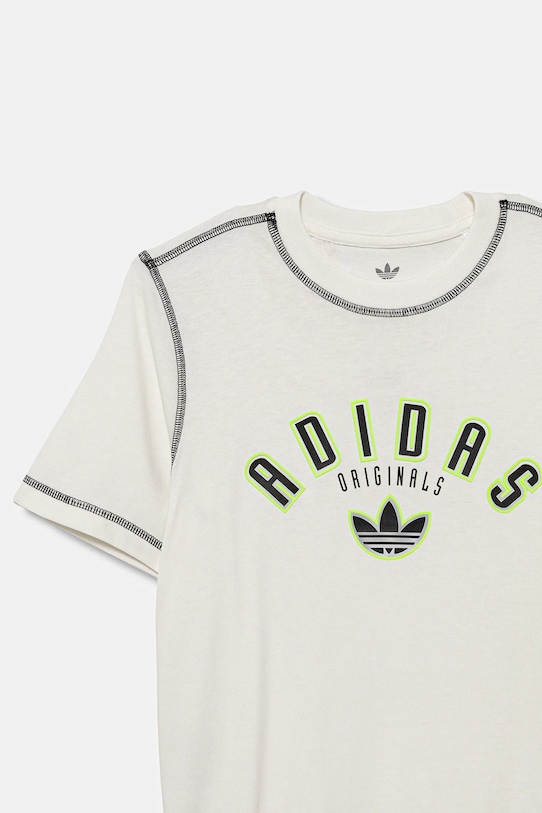 Детская хлопковая футболка Adidas Originals, бежевый — фото 3