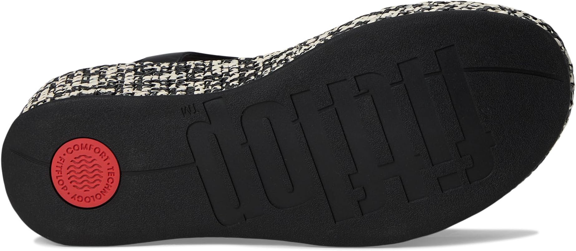 Сандалии FitFlop Platfforms Woven Wedge Ankle-Strap Sandals, цвет Black/Ivory Mix — фото 3
