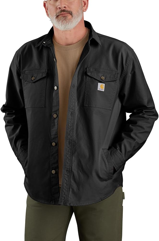 

Carhartt мужская 106384 Montana Rugged Flex свободного покроя плотная рубашка Jac из утиной ткани, Black