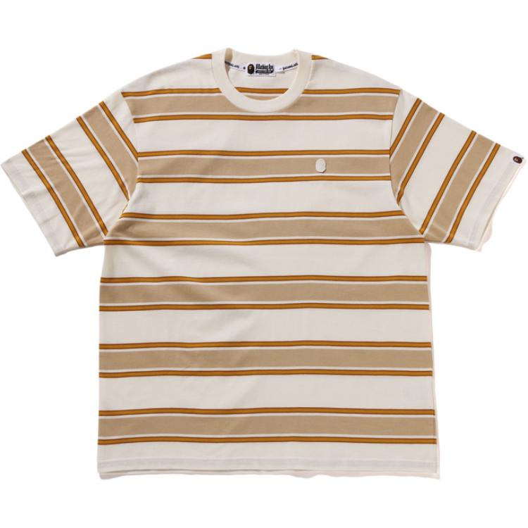 

Футболка с коротким рукавом в полоску A BATHING APE, экрю, Белый, Футболка с коротким рукавом в полоску A BATHING APE, экрю