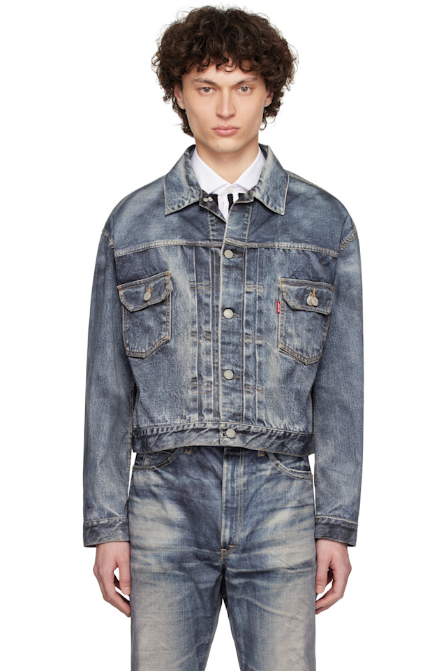 

Куртка Levi's Edition из нейлоновой саржи с принтом Junya Watanabe, индиго