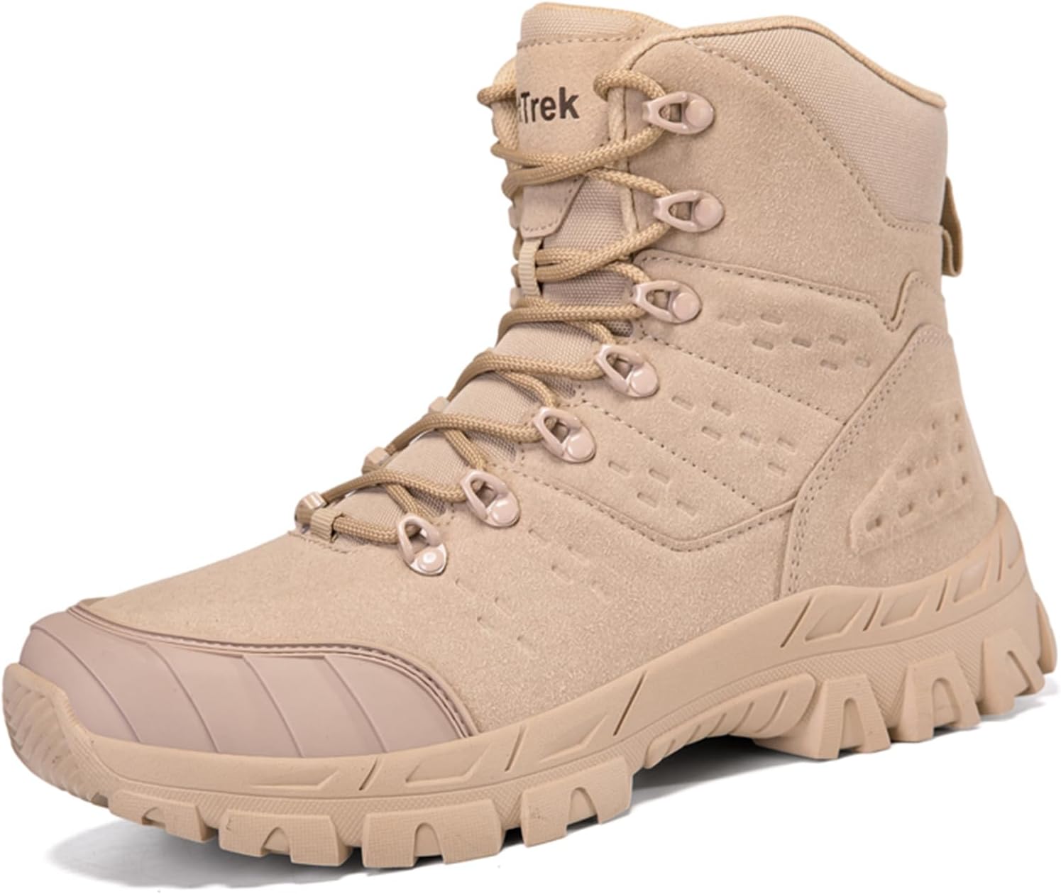 

Мужские высокие тактические ботинки TengfeiFly с шнуровкой, усиленным носком, дышащим верхом и нескользящей резиновой подошвой для активного отдыха на улице: походы, кемпинг, прогулки, хаки